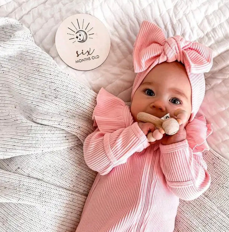 RIBBED RUFFLE ROMPER & HEADBAND