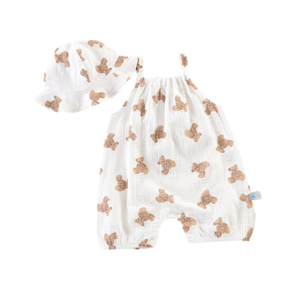 Teddy Baby Bear Romper and Hat Set