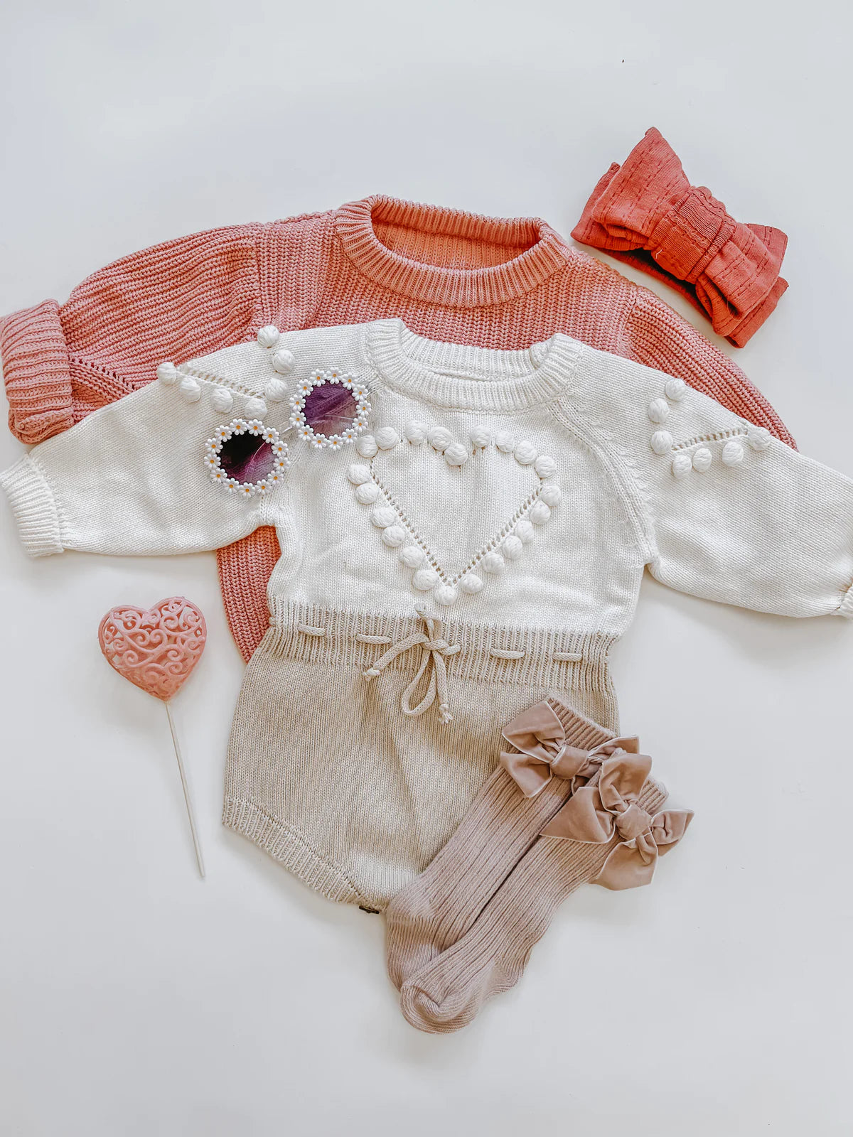 HEART KNITTED BODYSUIT