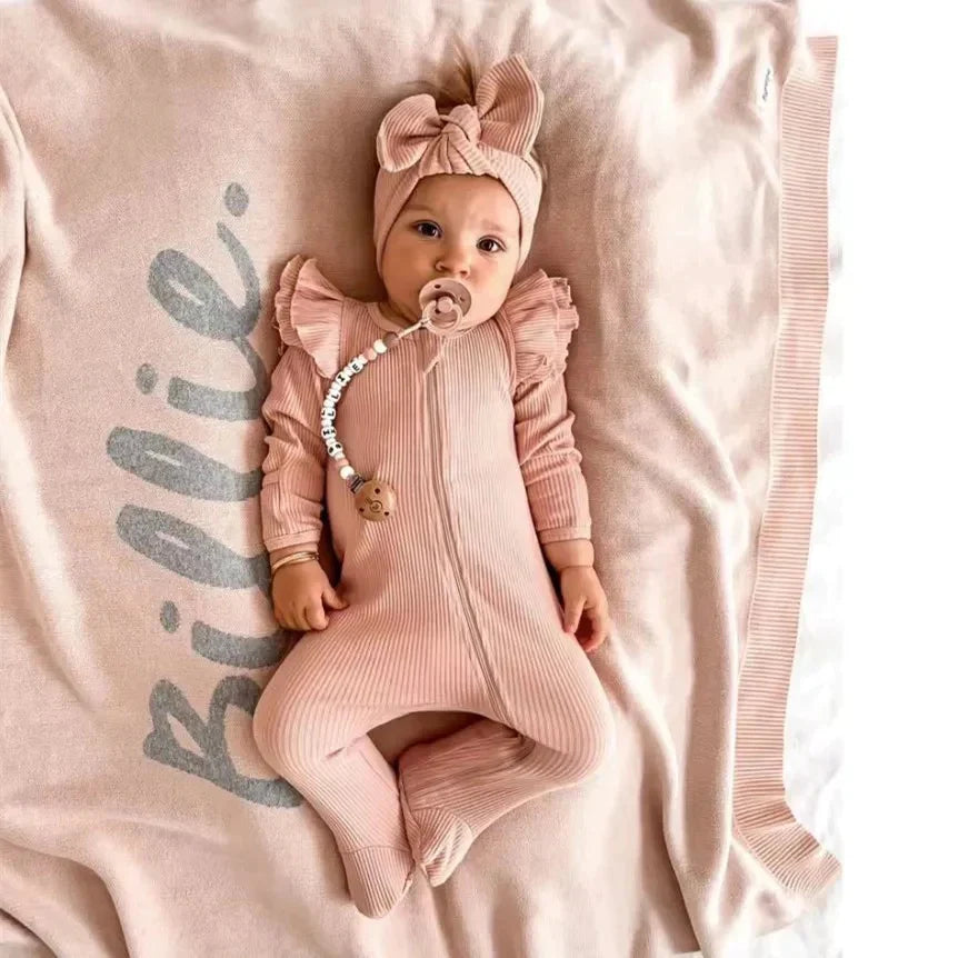RIBBED RUFFLE ROMPER & HEADBAND