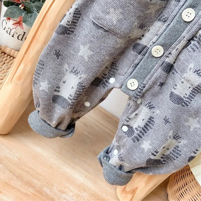 BABY STAR BUTTON POCKET ROMPER
