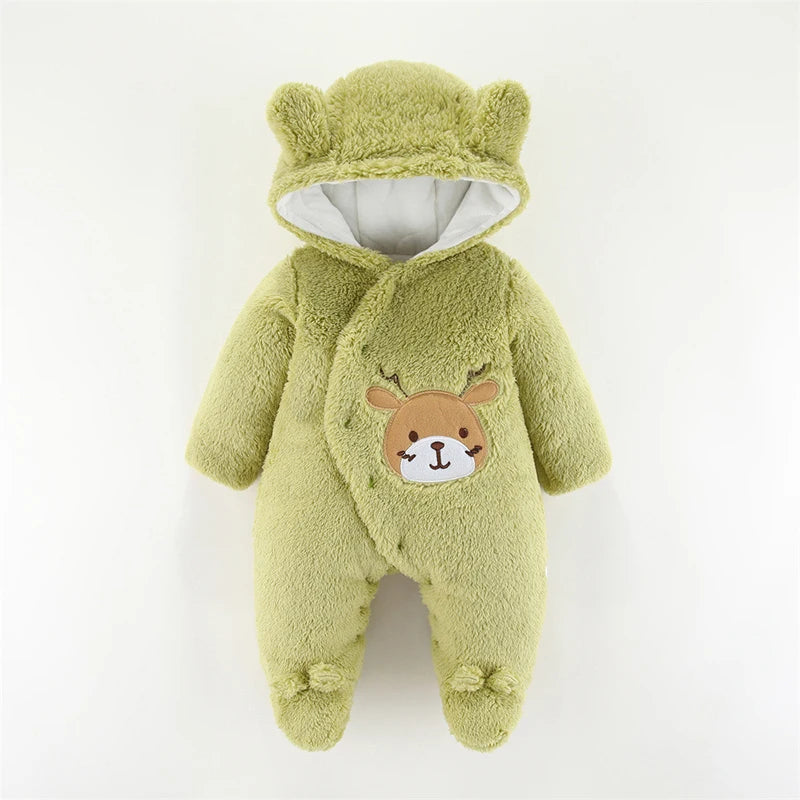 LEON Warm Cotton Fleece Hooded Romper