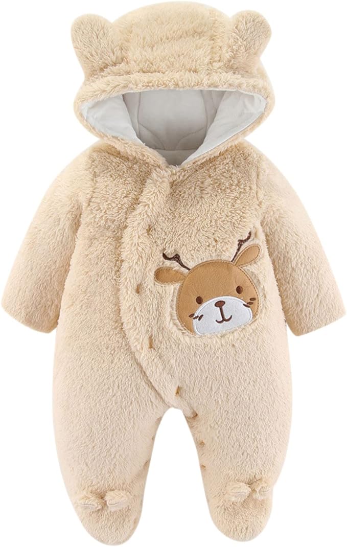 LEON Warm Cotton Fleece Hooded Romper