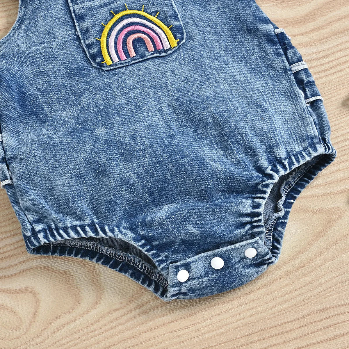 JEANS ROMPER SET WITH BOWIE TOPKNOT