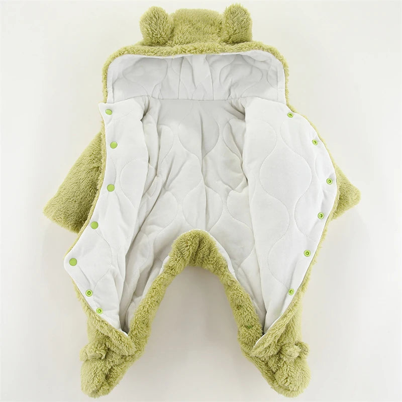 LEON Warm Cotton Fleece Hooded Romper