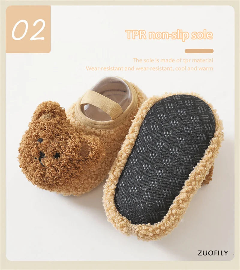 Non-Slip Baby Sock Shoes - Fuzzy Bear