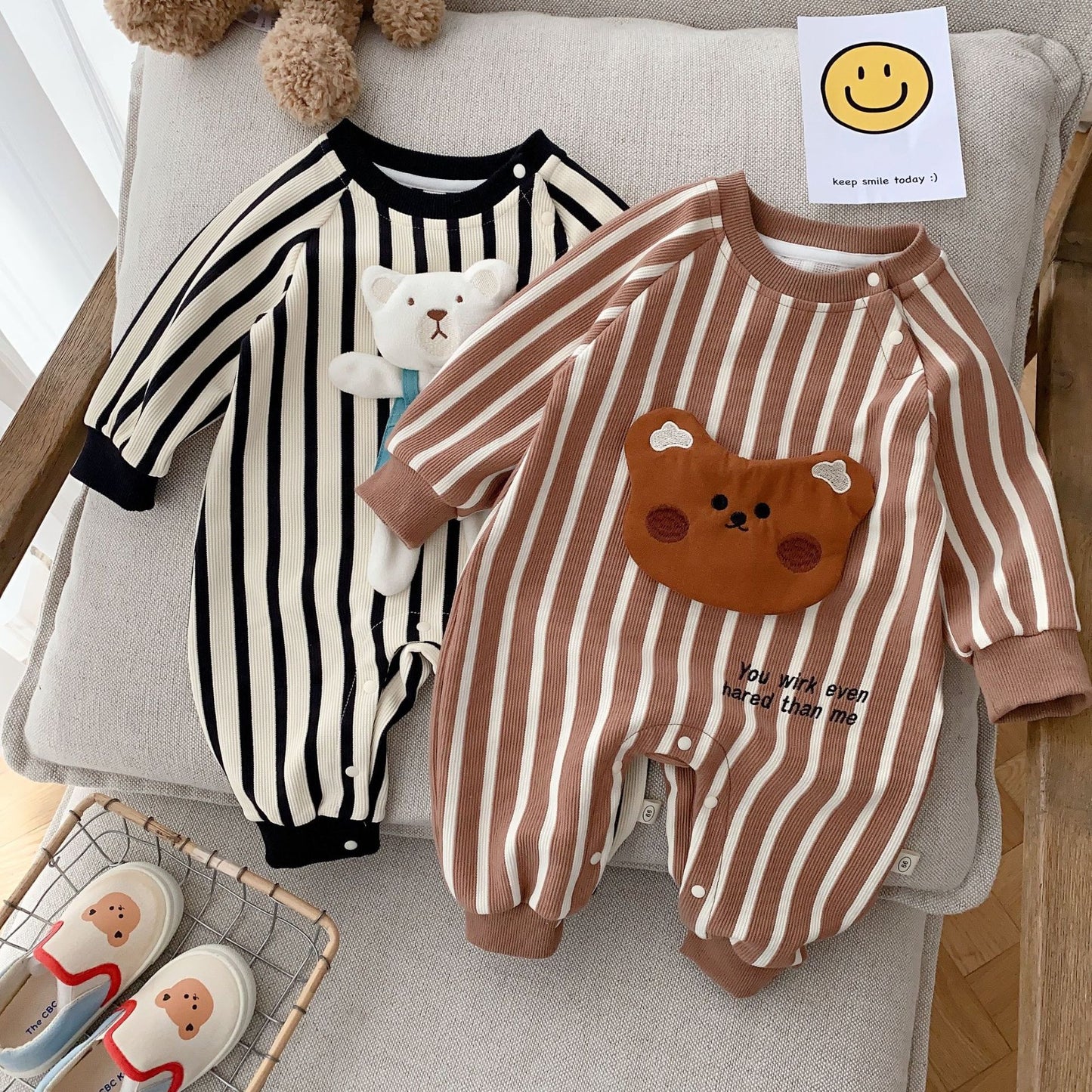 LOVE BEAR STRIPE ROMPER