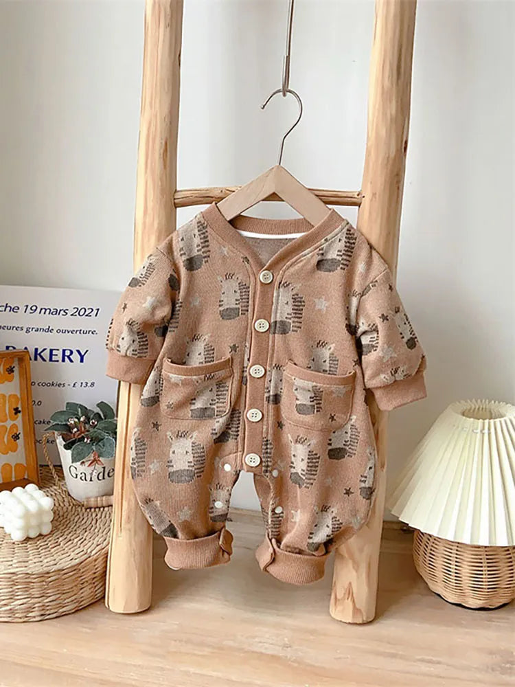 BABY STAR BUTTON POCKET ROMPER 