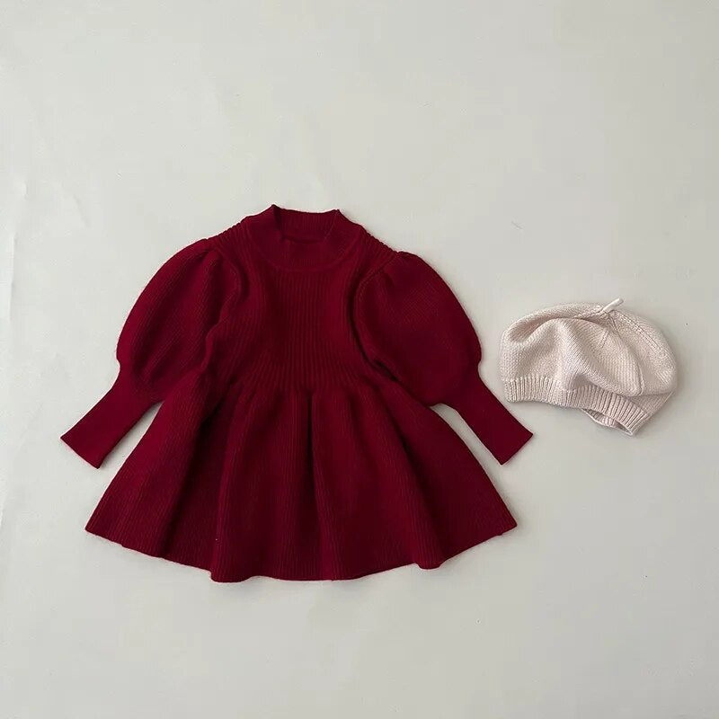 Puff Sleeve Knitted Dress
