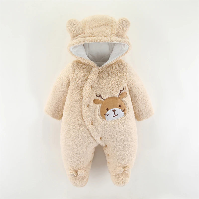 LEON Warm Cotton Fleece Hooded Romper