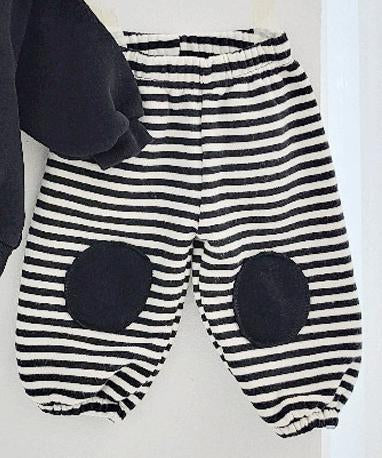 Bear Hooded Fleece Striped Patch SET