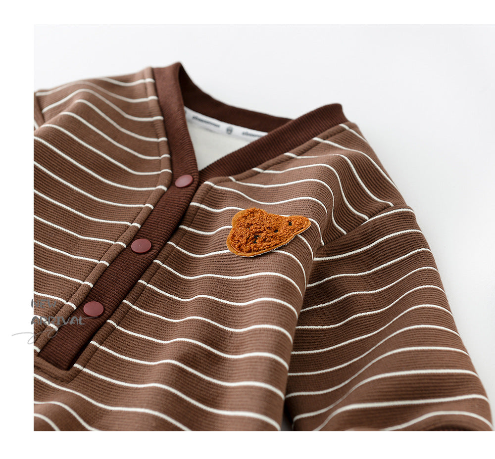 GIANNI STRIPE FLEECE ROMPER