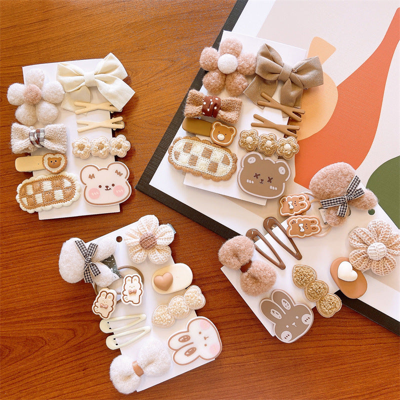 9 Pieces Hair Clip With Flower & Bow Decor