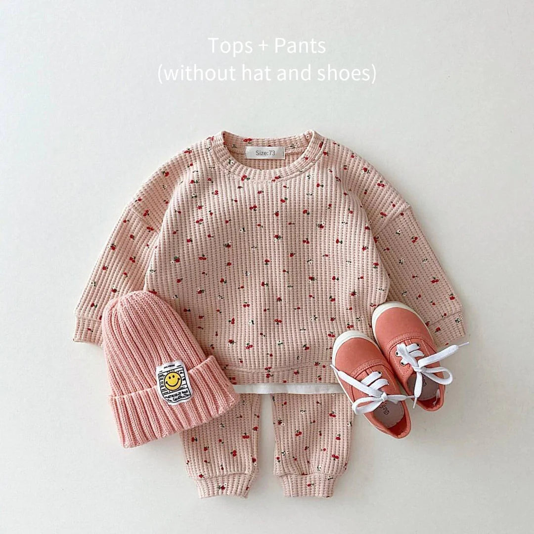CHERRY BABY WAFFLE MATCHING SET