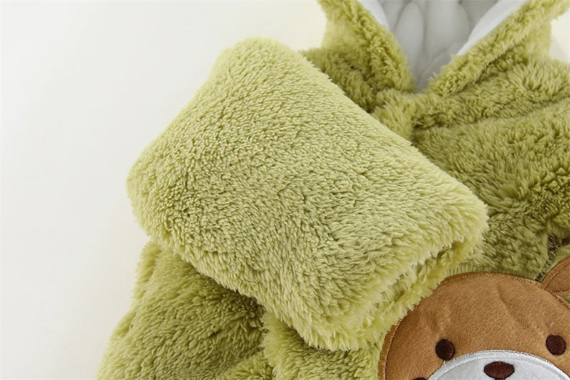 LEON Warm Cotton Fleece Hooded Romper