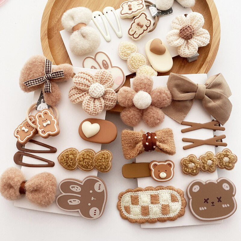 9 Pieces Hair Clip With Flower & Bow Decor