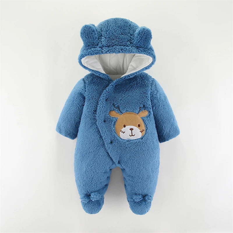 LEON Warm Cotton Fleece Hooded Romper