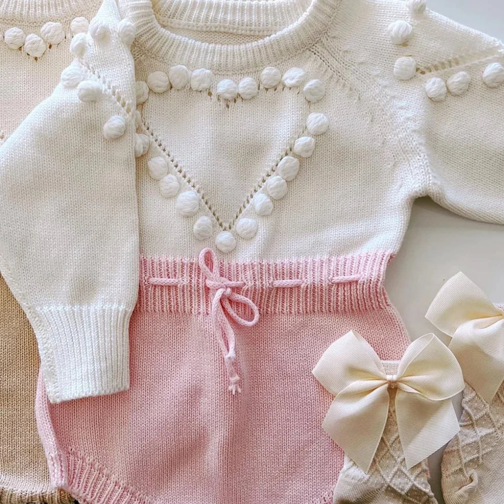 HEART KNITTED BODYSUIT