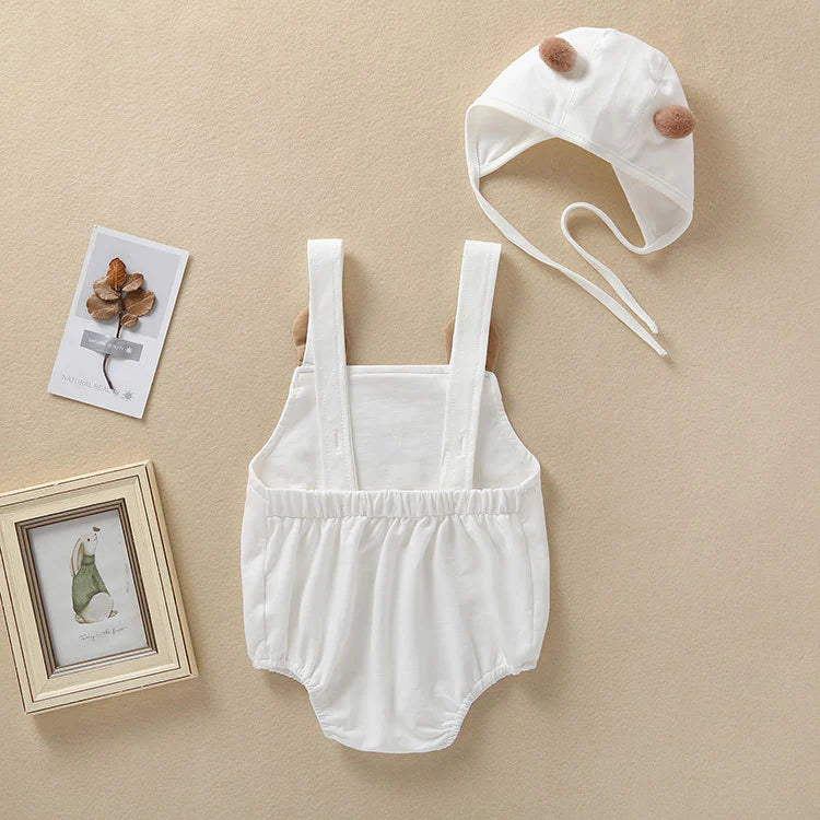 Spanish Baby Teddy Bear Overall Rompers & Bonnets