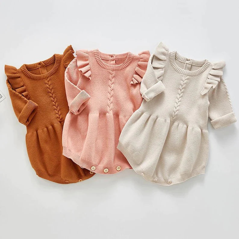 CABLE KNIT CAP ROMPER