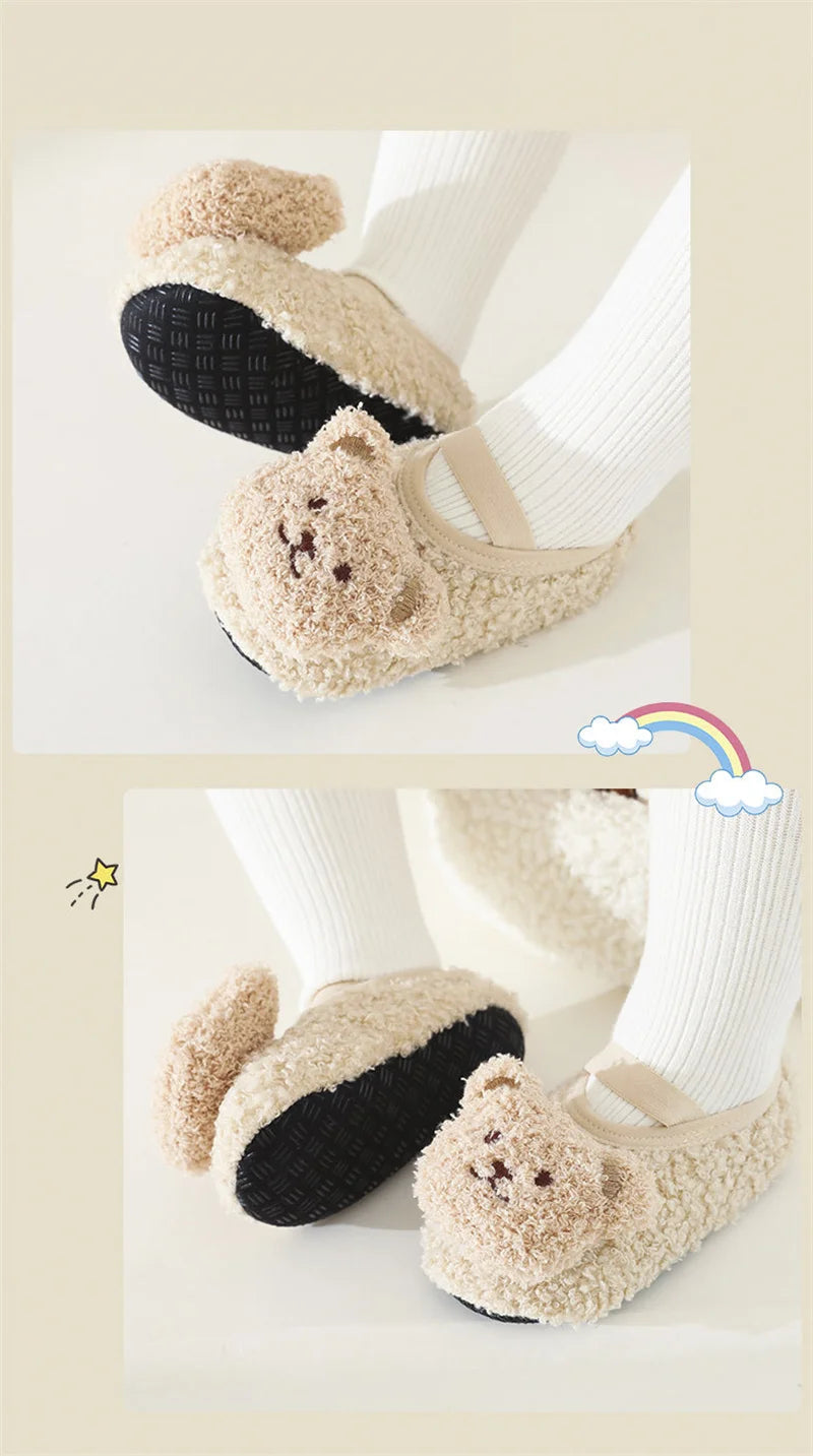 Non-Slip Baby Sock Shoes - Fuzzy Bear