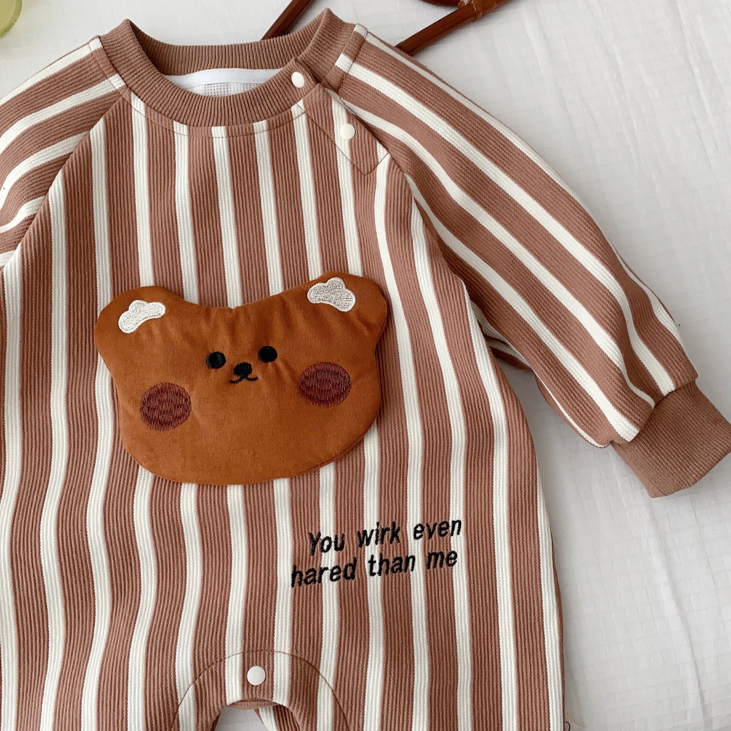 LOVE BEAR STRIPE ROMPER
