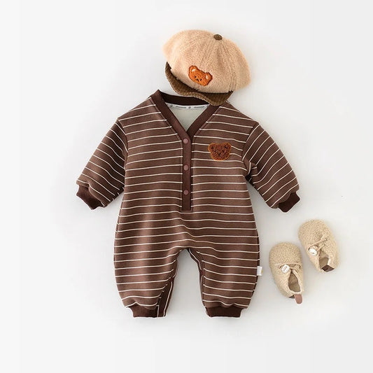 GIANNI STRIPE FLEECE ROMPER