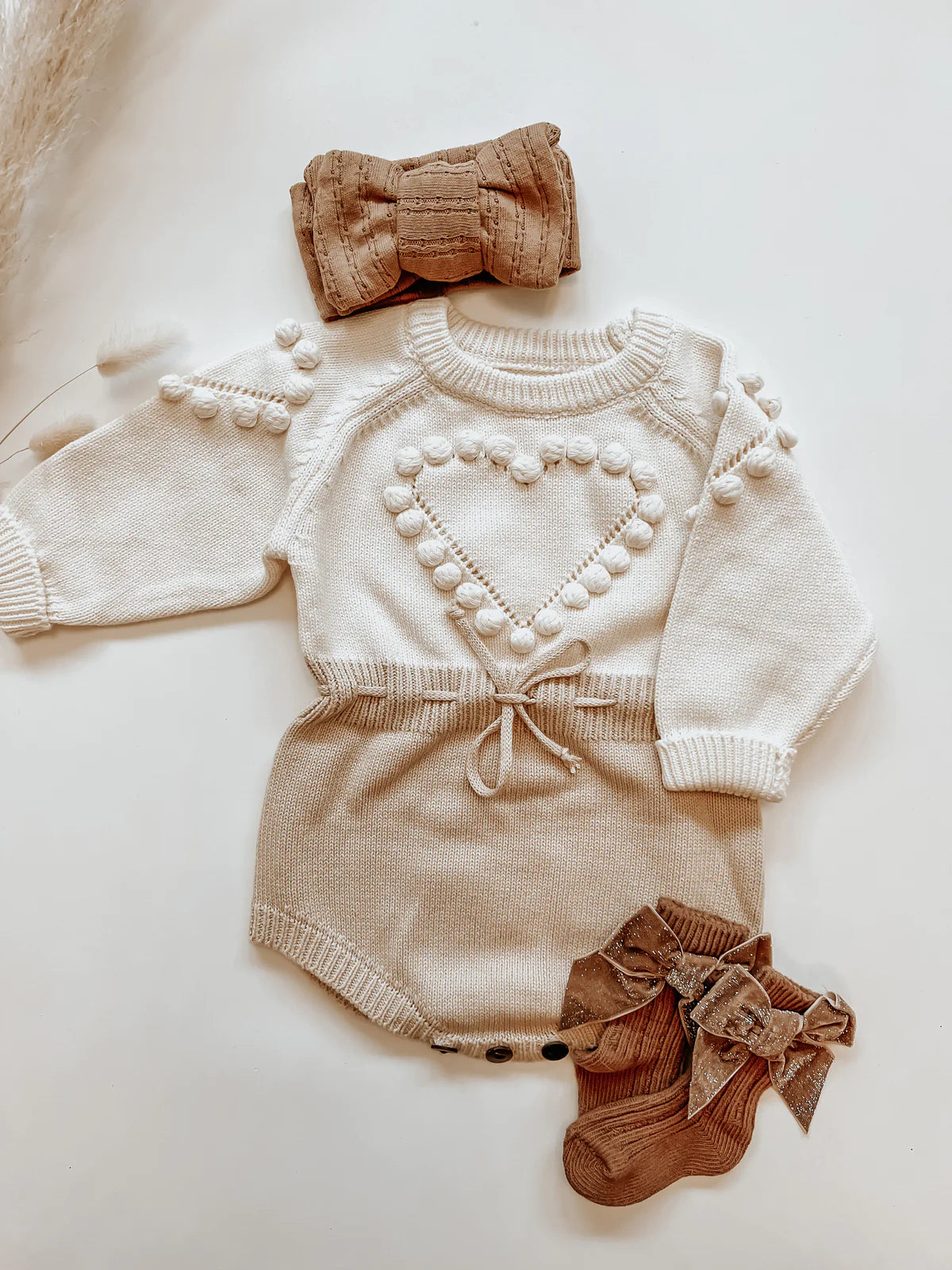 HEART KNITTED BODYSUIT