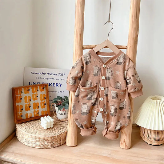 BABY STAR BUTTON POCKET ROMPER 