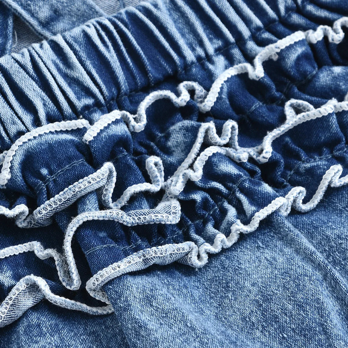 JEANS ROMPER SET WITH BOWIE TOPKNOT