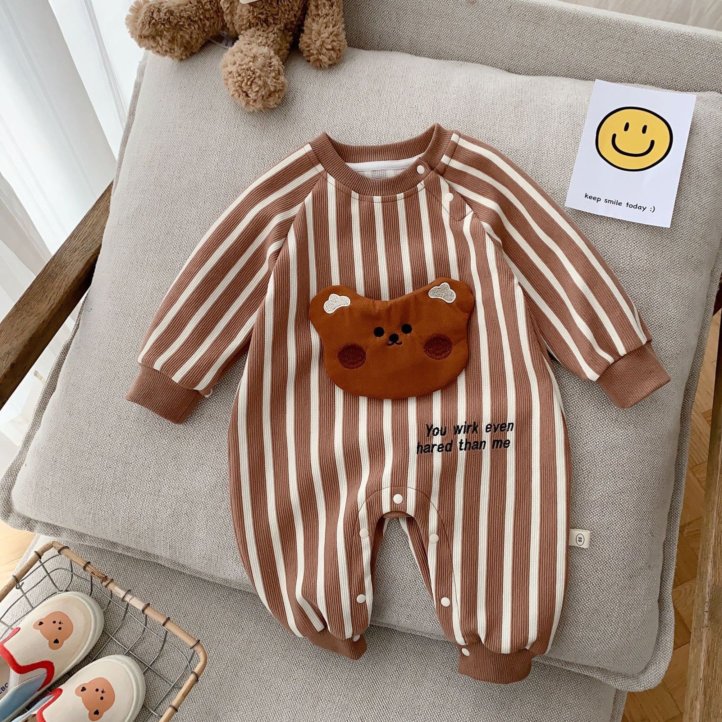 LOVE BEAR STRIPE ROMPER