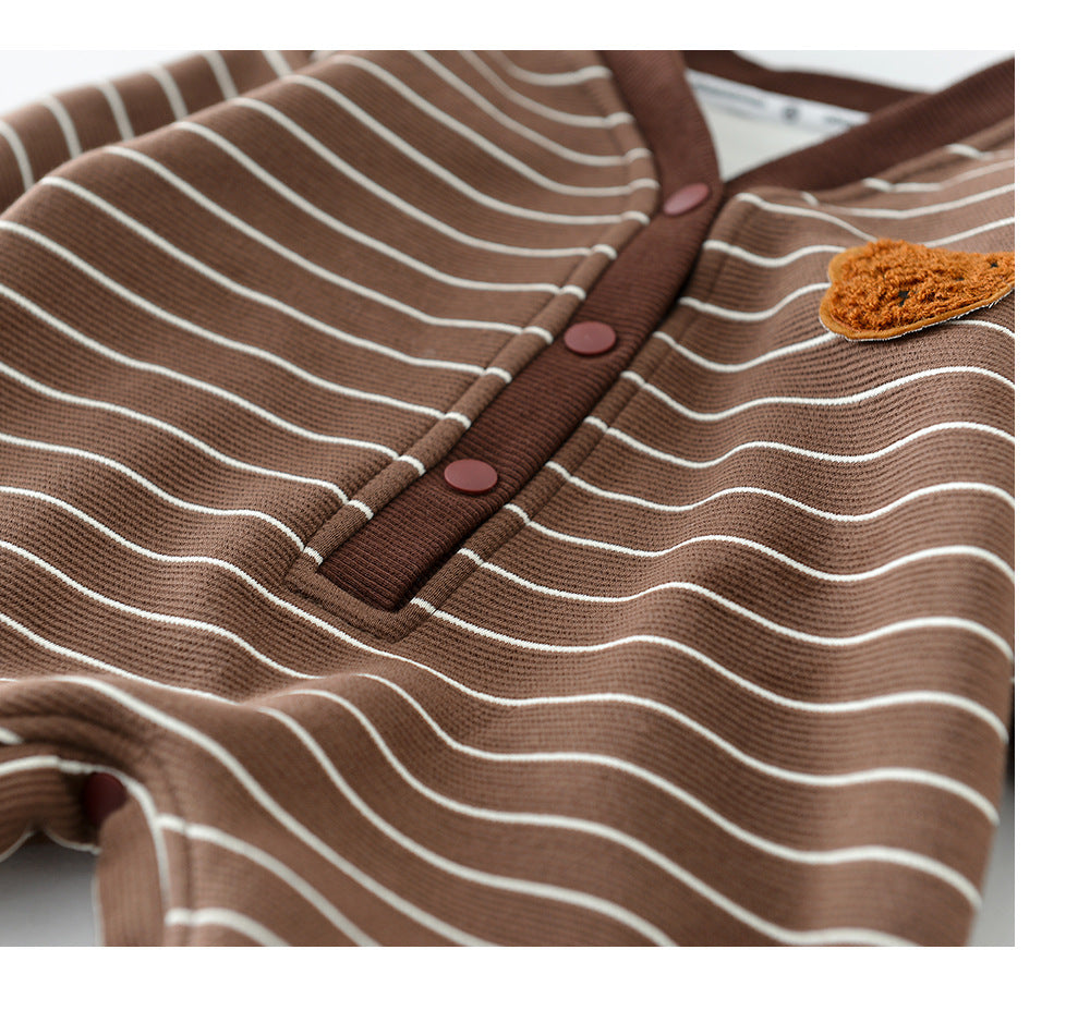 GIANNI STRIPE FLEECE ROMPER