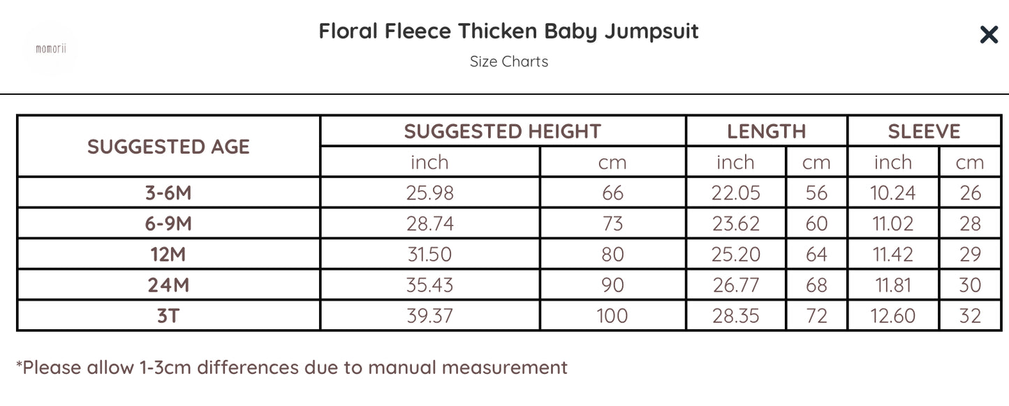 FLORAL FLEECE THICKEN BABY JUMPSUIT Öl