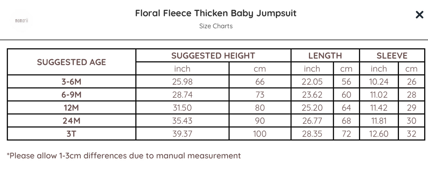 FLORAL FLEECE THICKEN BABY JUMPSUIT