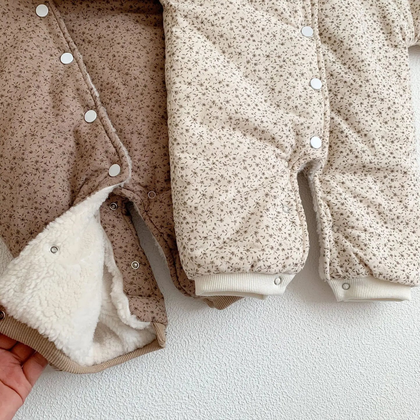 FLORAL FLEECE THICKEN BABY JUMPSUIT