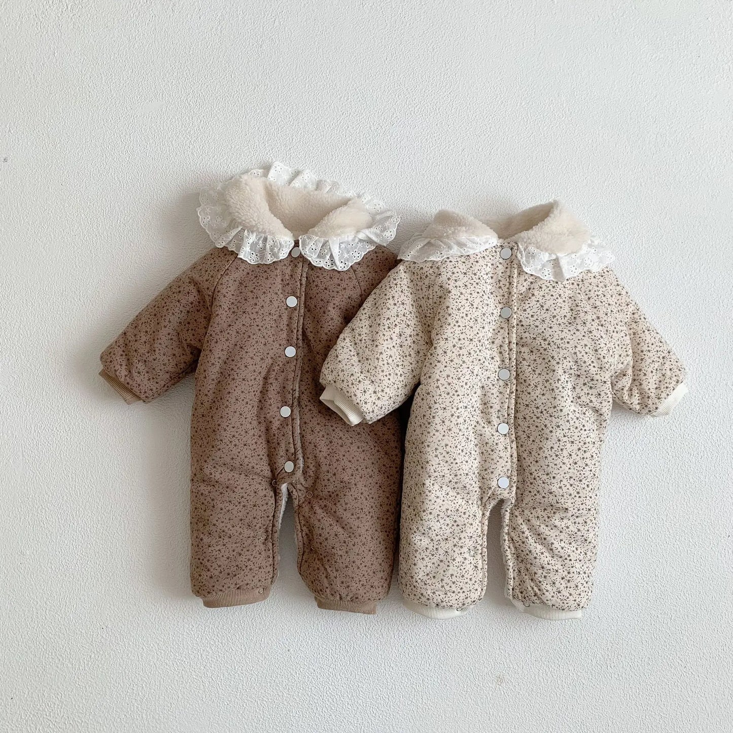 FLORAL FLEECE THICKEN BABY JUMPSUIT