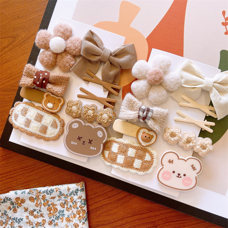 9 Pieces Hair Clip With Flower & Bow Decor