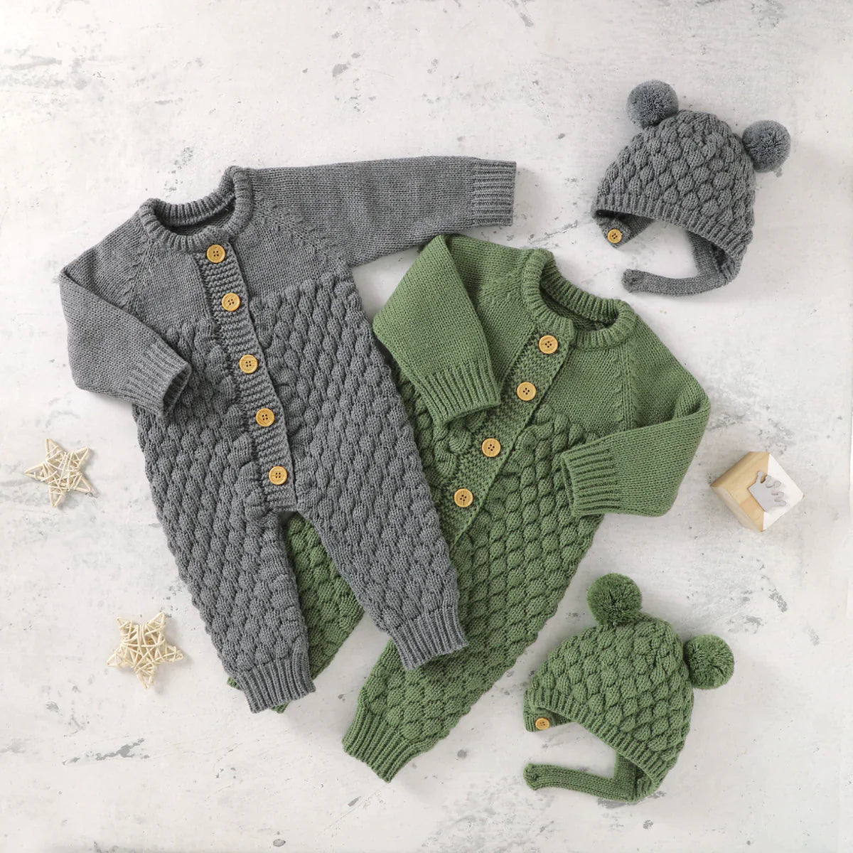 SET 2 PEZZI TUTA IN COTONE PER BAMBINI A MAGLIA 
