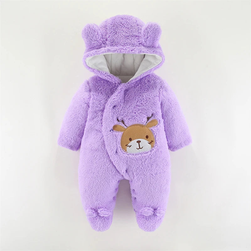 LEON Warm Cotton Fleece Hooded Romper