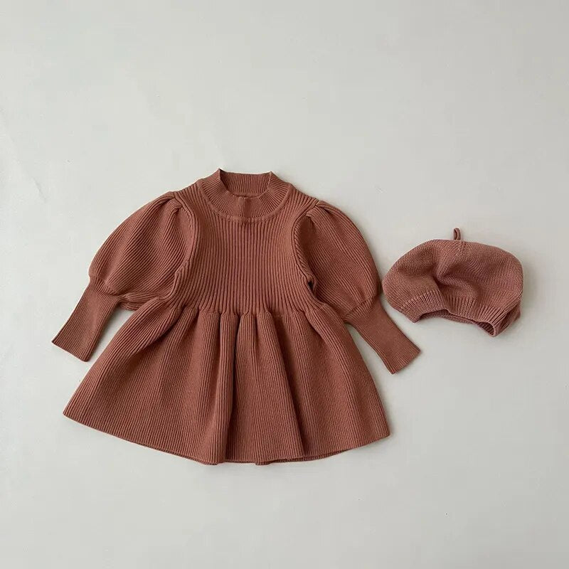 Puff Sleeve Knitted Dress