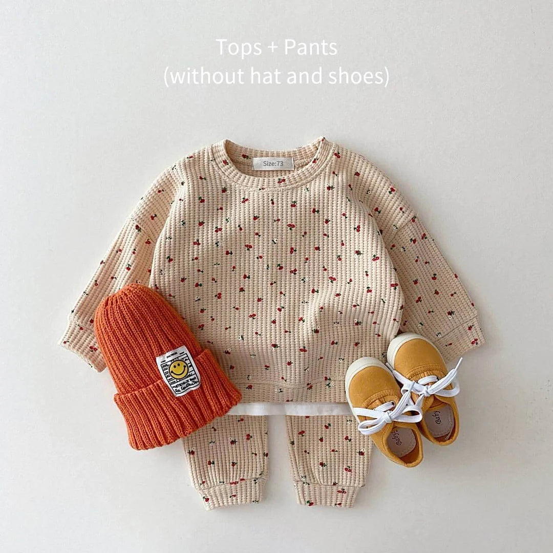 CHERRY BABY WAFFLE MATCHING SET