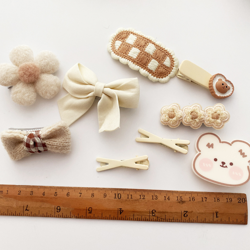 9 Pieces Hair Clip With Flower & Bow Decor