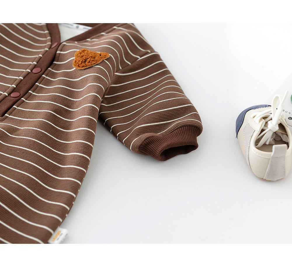 GIANNI STRIPE FLEECE ROMPER
