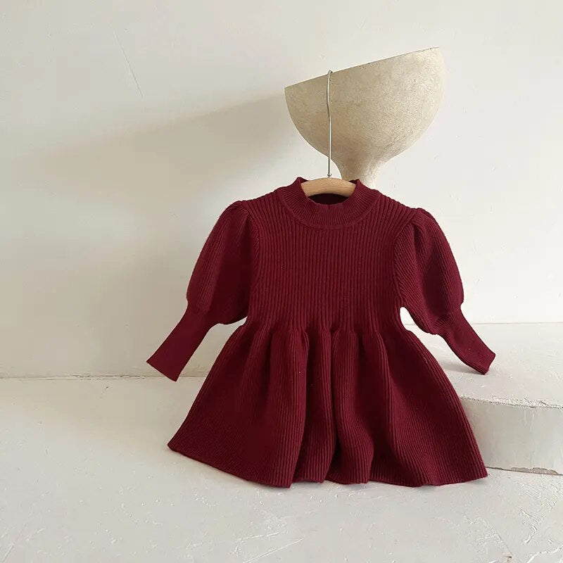 Puff Sleeve Knitted Dress