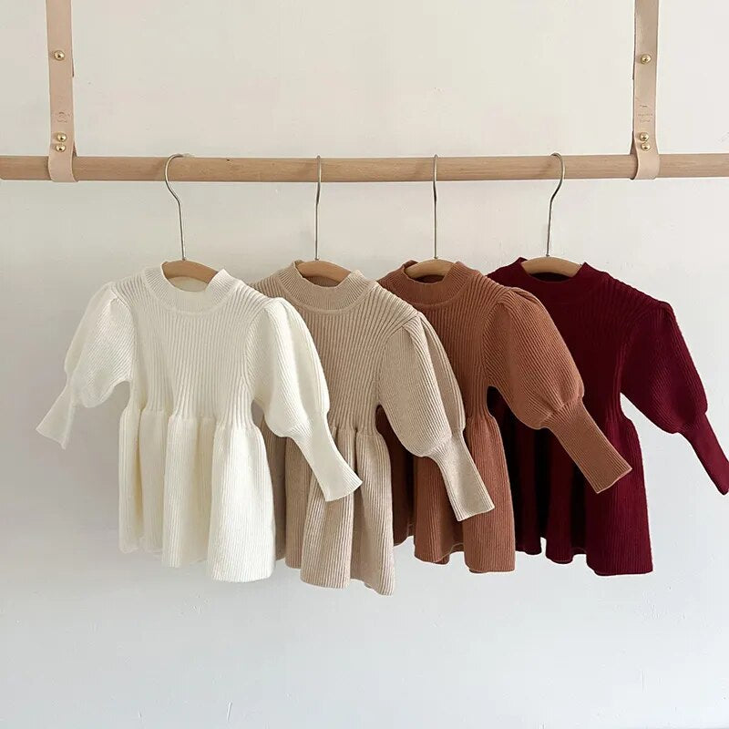 Puff Sleeve Knitted Dress