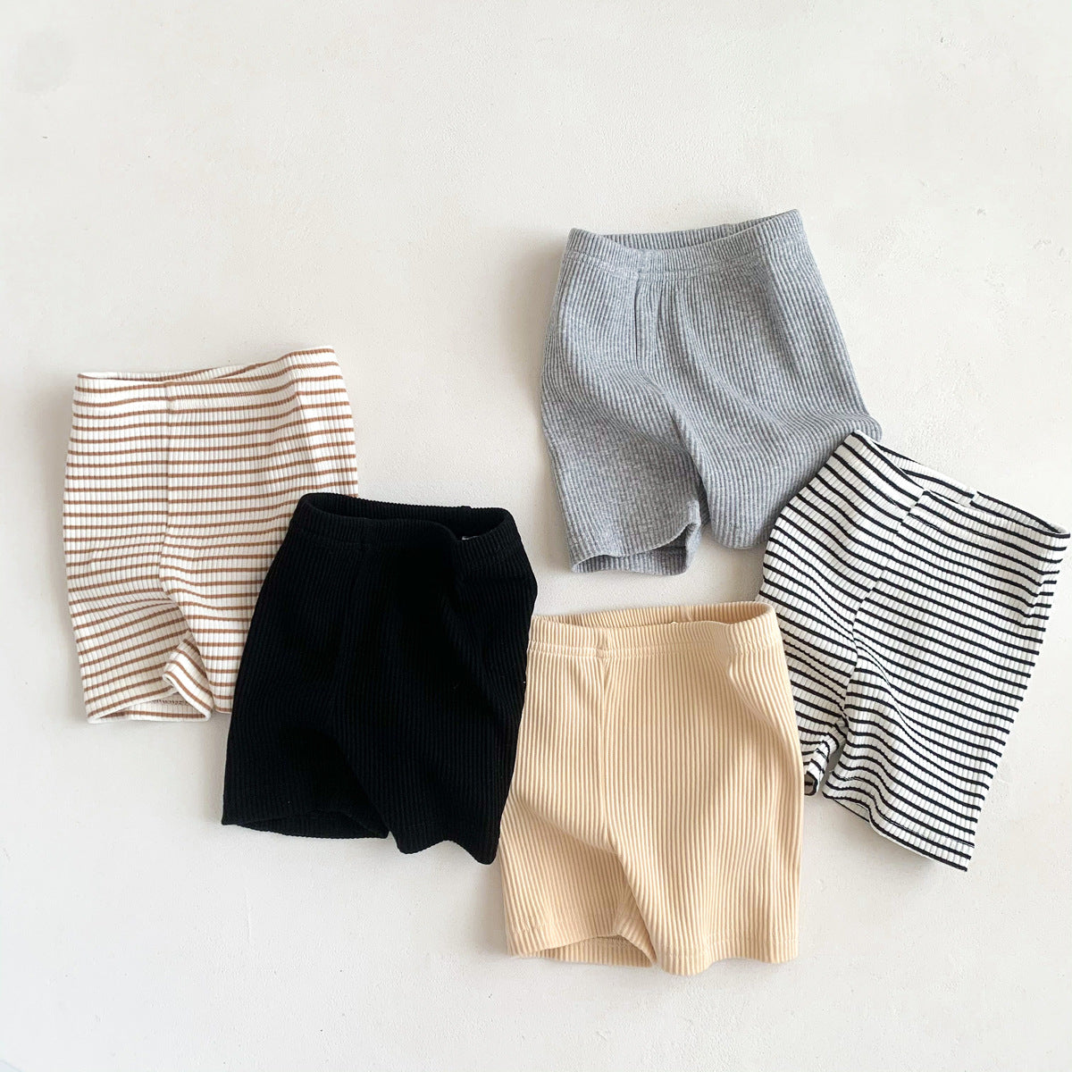 UNISEX Stripe Ribbed Cycling Shorts