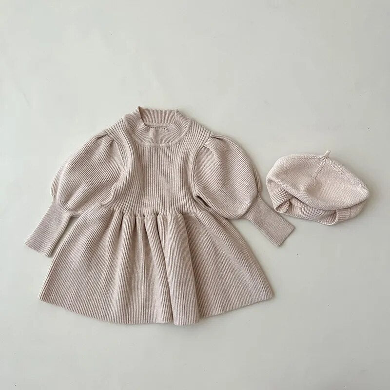 Puff Sleeve Knitted Dress