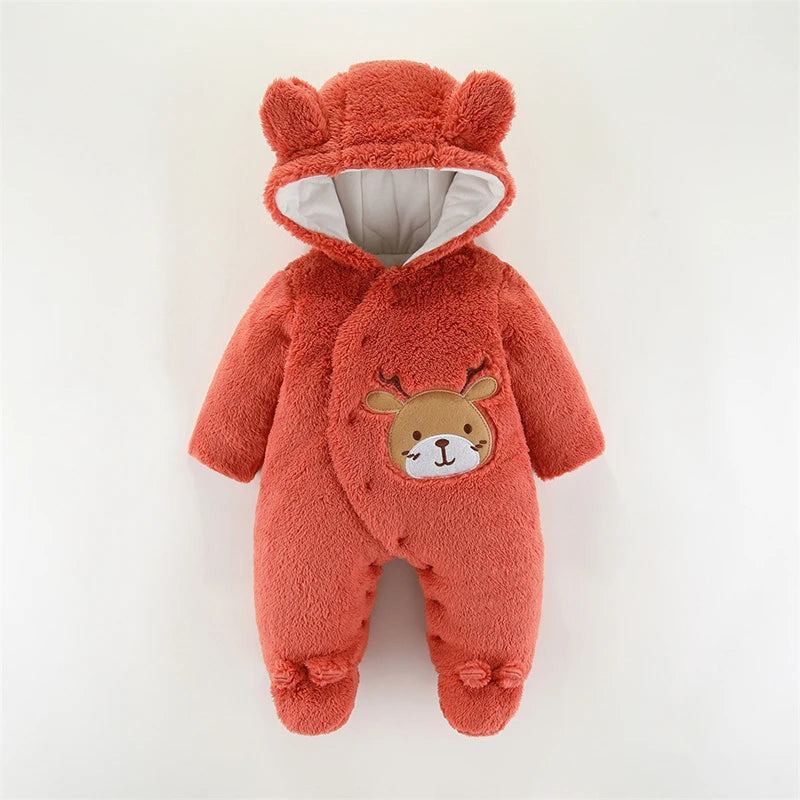 LEON Warm Cotton Fleece Hooded Romper