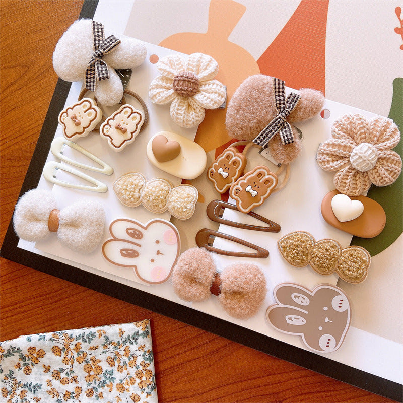 9 Pieces Hair Clip With Flower & Bow Decor