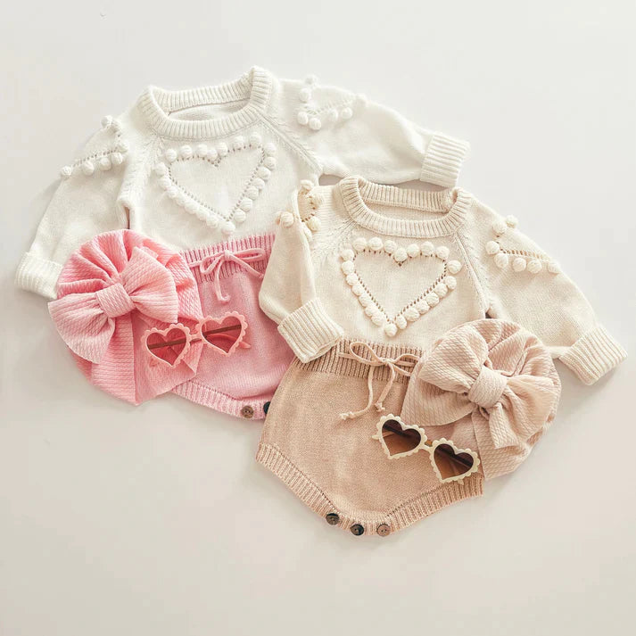 HEART KNITTED BODYSUIT